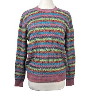 Topman Retro 90's Y2K Multicolored Twist Stripe Chunky Knit Crewneck Sweater